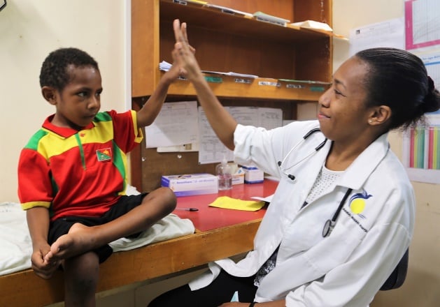 Gafo receives therapy from Dr Winnie Sadua at Angau Memorial General Hospital